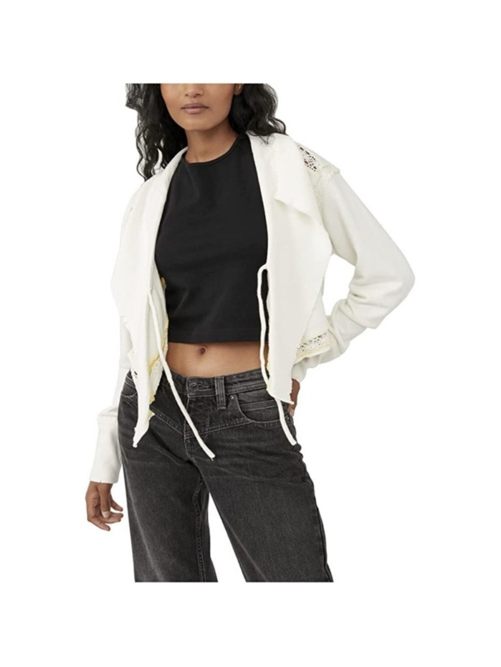 NWOT Free People White Draped Open-Front Cardigan